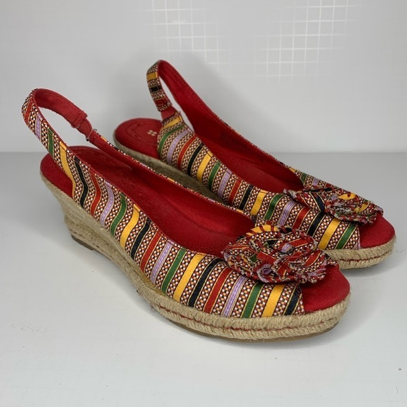 Naturalizer Berlynn multi-colored canvas elastic slingback espadrille wedge 7m - Picture 2 of 12